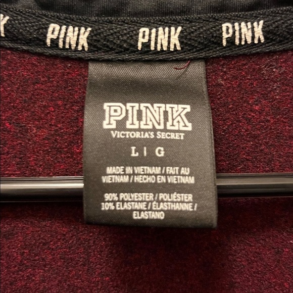 PINK Victoria's Secret Pink Maroon Pullover half zipper size large - Picture 2 of 9